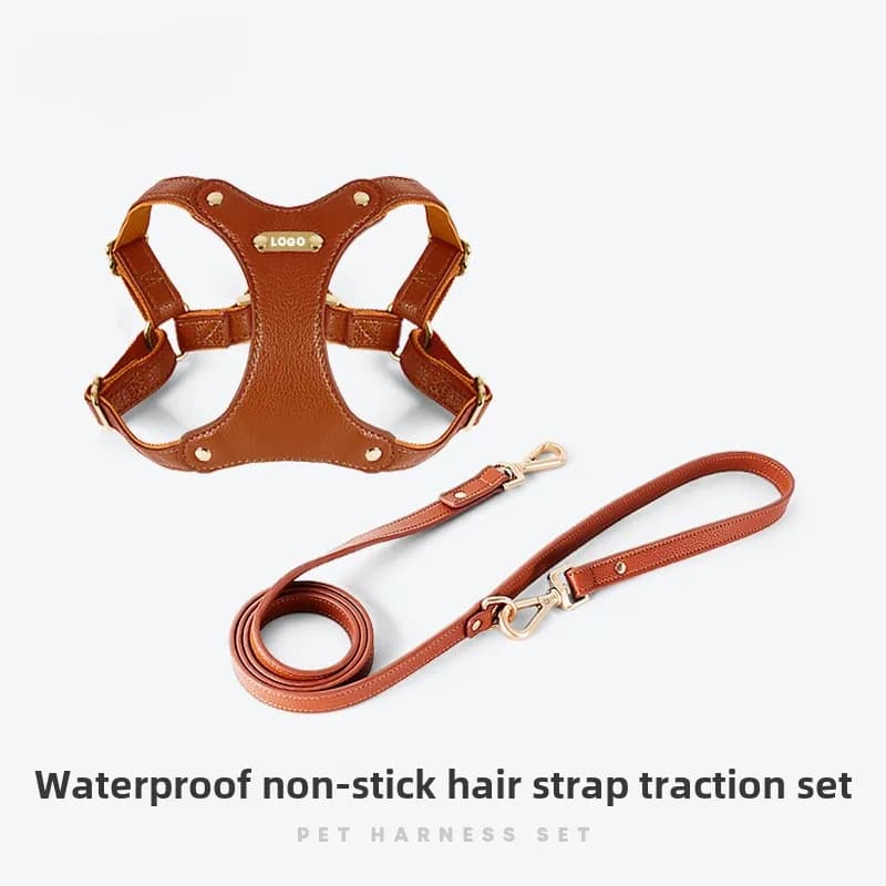 Loudik gros en cuir chien de compagnie réglable poitrine sangle laisse chat collier ensemble moyen et petit chien chiot accessoires laisse