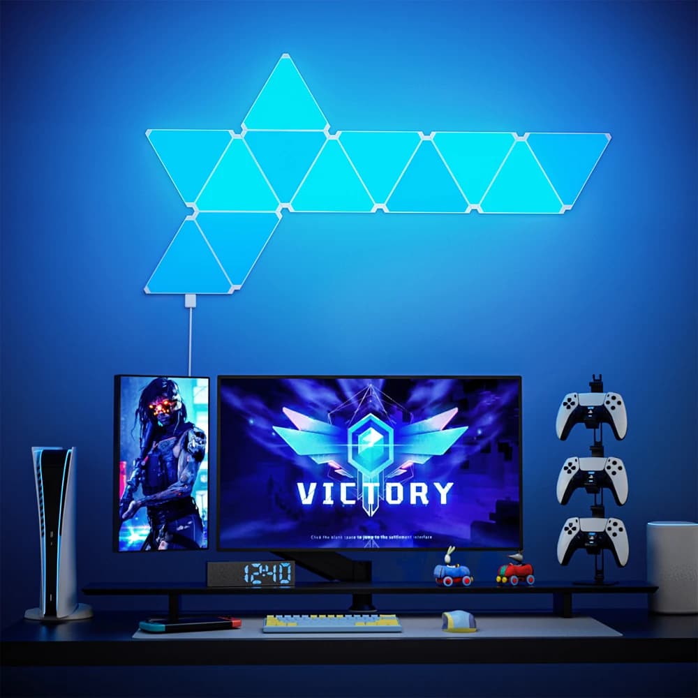 Lampe LED Triangulaire Super Mince, WIFI, Bluetooth, USB, Veilleuse Tuya Andrea LED pour Jeu d'Ordinateur, Décoration de Chambre à Coucher, Applique