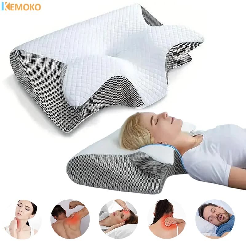 Oreiller Cervical en mousse à mémoire de forme, Protection du cou, oreiller à mémoire de forme à rebond lent, en forme de papillon, soins du