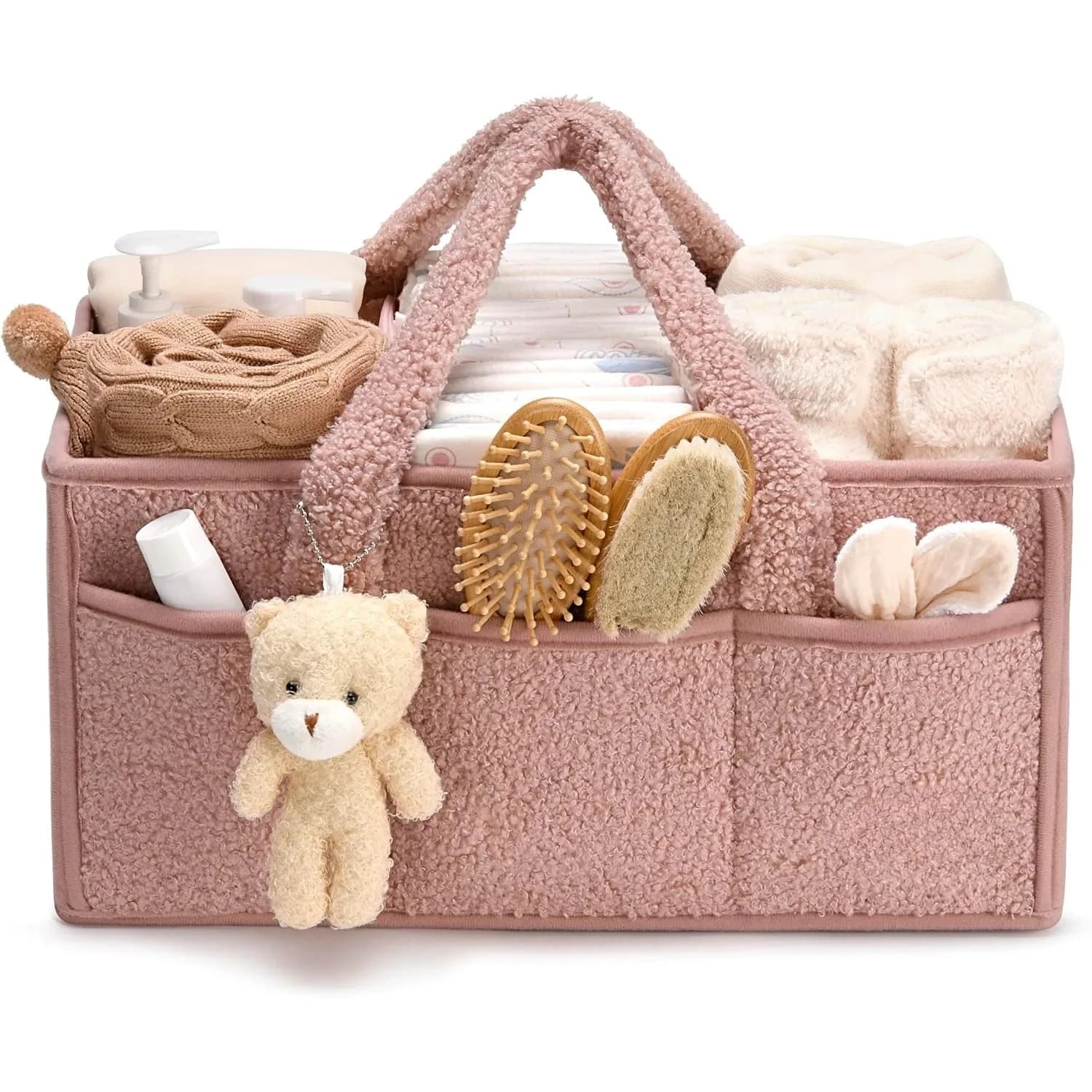 Organisateur de caddie à couches pour bébé, pour Table à langer, empiloirs et caddies en peluche, sac à couches avec ours en peluche, panier de