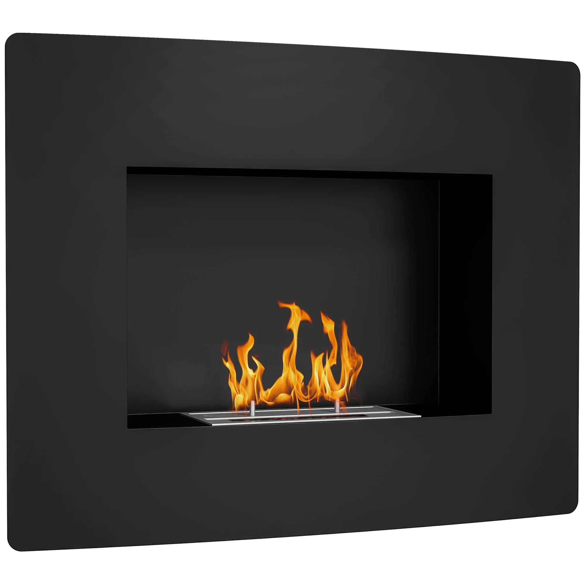 Homcom Cheminée murale à bioéthanol avec réservoir 0,9 L 66X16X52 cm Noir