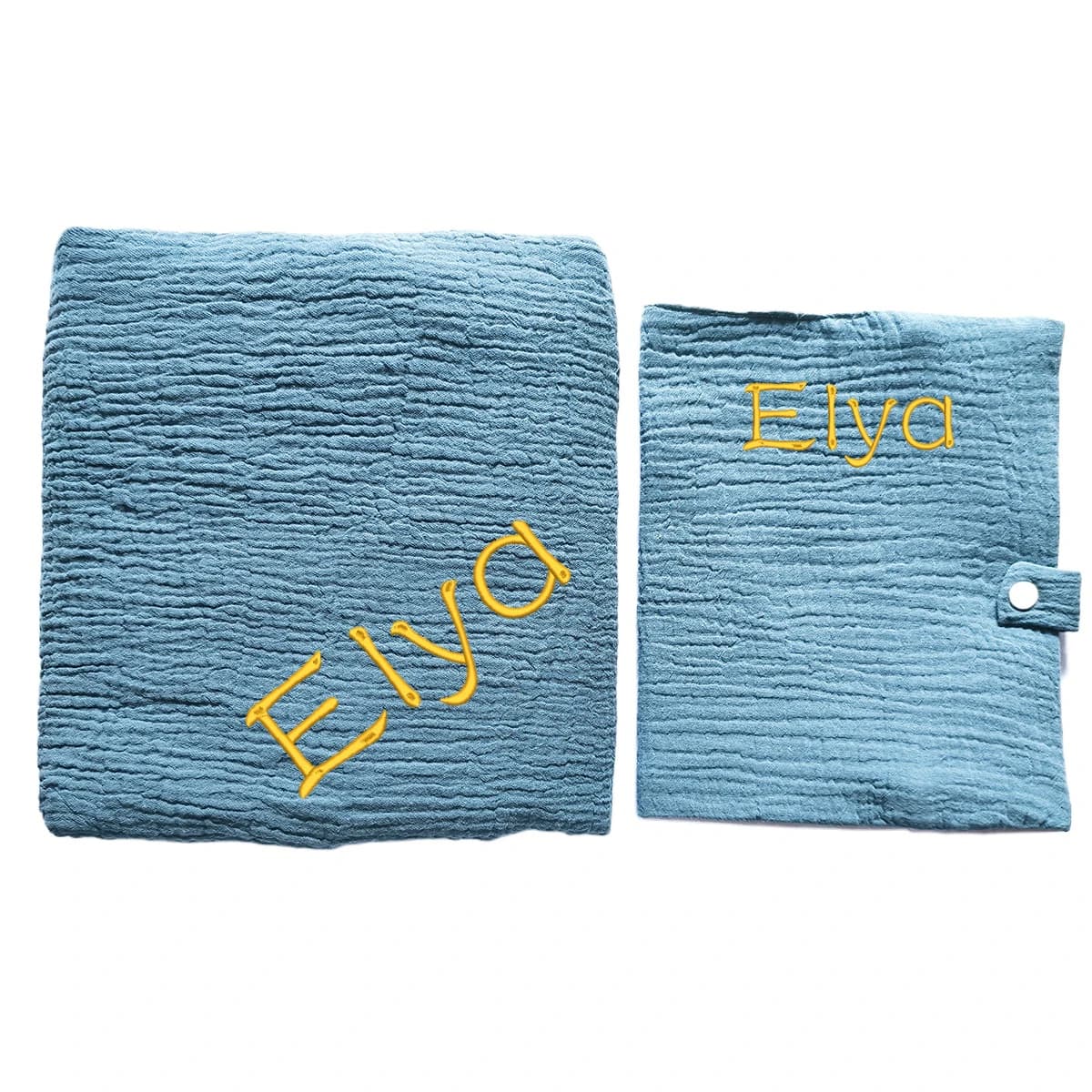 Couverture de bébé personnalisée avec nom brodé, couverture de carnet de santé brodée personnalisée, couverture en mousseline pour bébé,