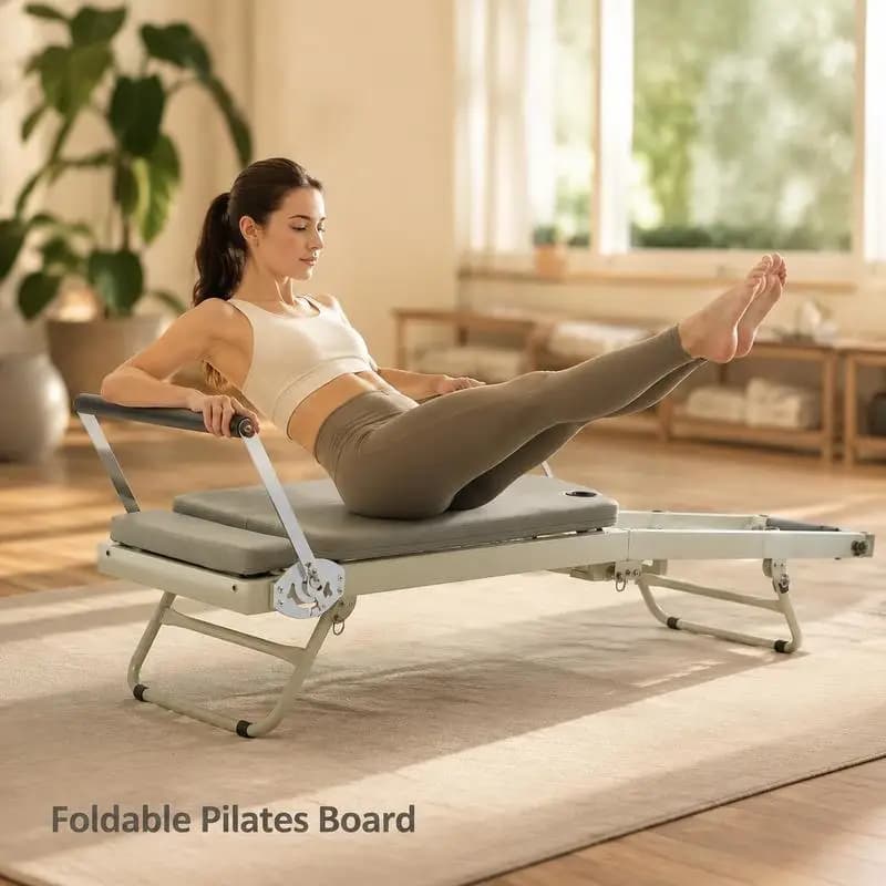 Lit de Pilates pliable avec cordons à ressorts à double résistance et poulies silencieuses, capacité de charge de 400 lb, équipement de fitness