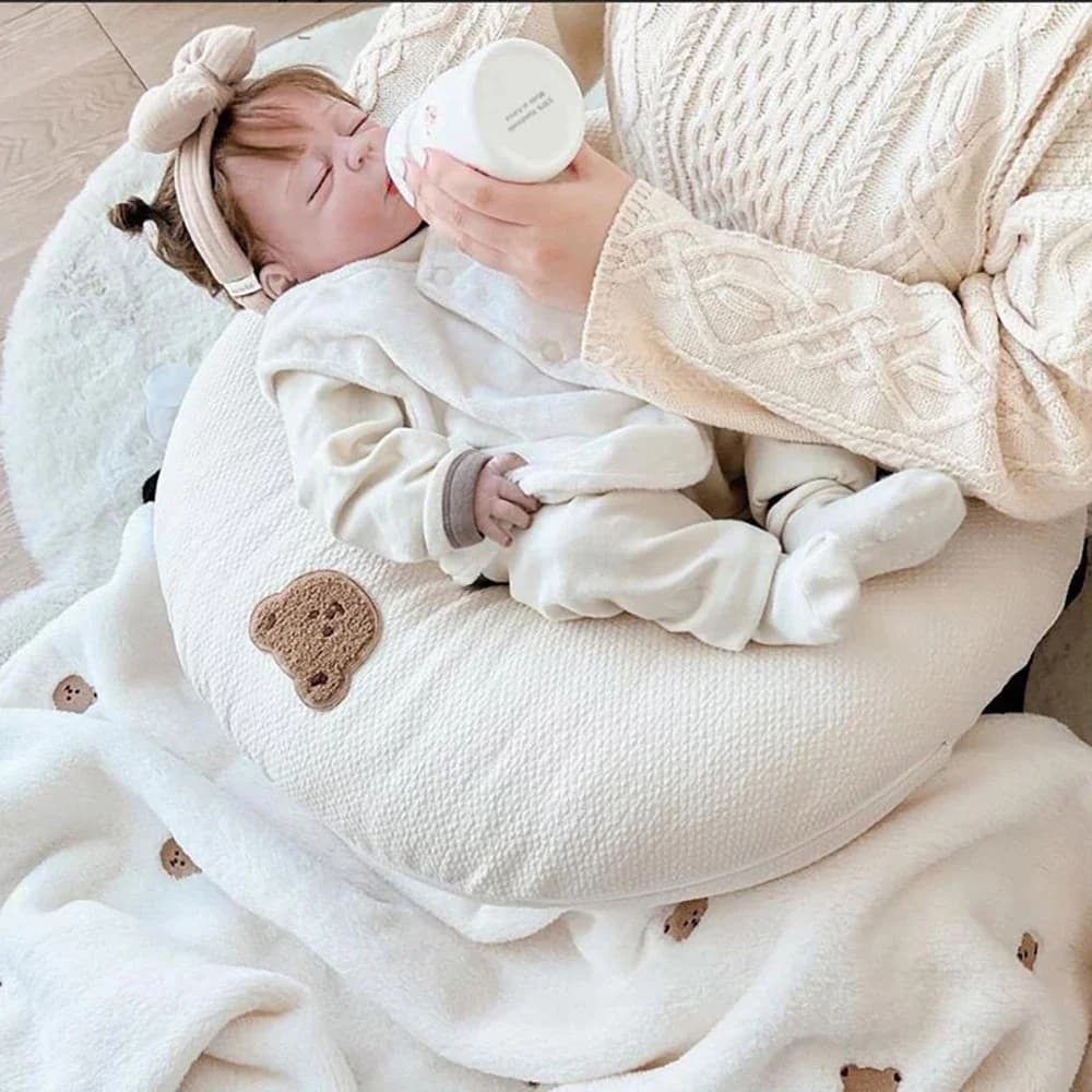 Oreiller en forme de lune pour enfants, appui-tête détachable pour nourrissons, Design d'ours décoratif pour allaitement