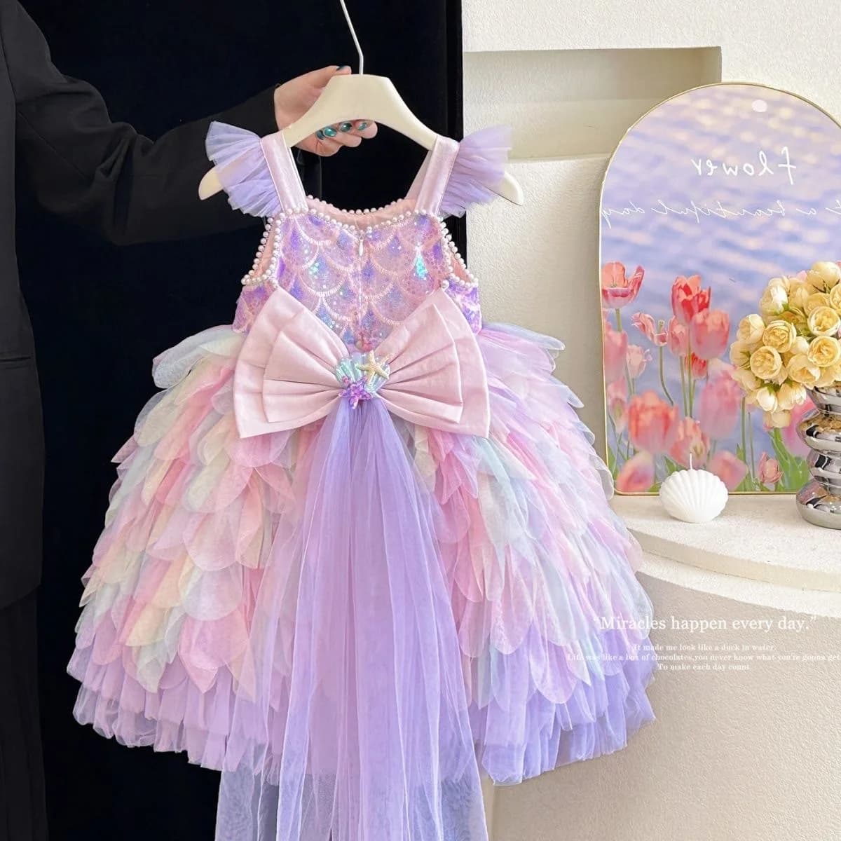 Robe de princesse sirène pour filles, robe d'été haut de gamme pour petites filles, robe d'anniversaire à bretelles, Lolita Pongsa