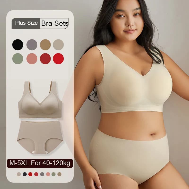 M-5XL pour 40-120kg grande taille femmes soutien-gorge ensembles culottes dodues filles femmes grande poitrine petit Anti-affaissement sans fil