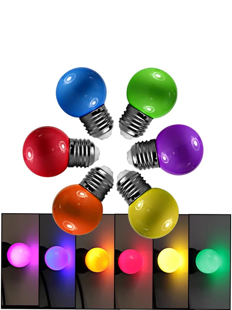 Ampoules LED E27 E26 12V 24V 220V G45 2W, petit projecteur coloré pour la décoration de la maison, lumière de Noël, 12 volts