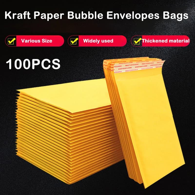 100 pièces/lot enveloppes à bulles en papier Kraft sacs Mailers enveloppe d'expédition rembourrée avec sac d'expédition à bulles différentes
