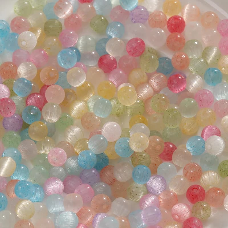 Perles en verre œil de chat 4/6/8 mm 10g pour la fabrication de bijoux, perles en vrac faites à la main pour bracelets, colliers, accessoires de