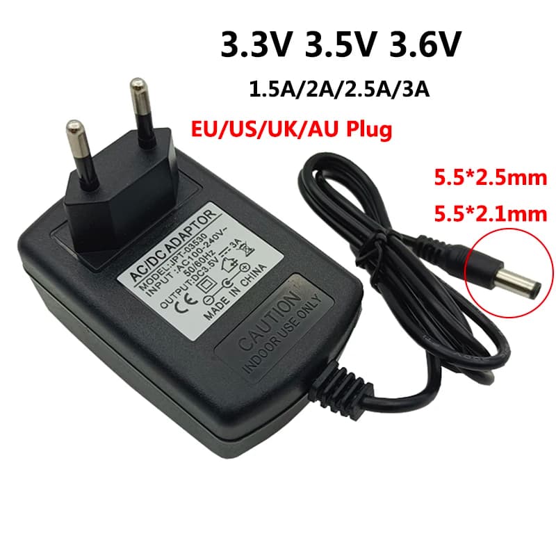 Alimentation universelle 3.5 volts 2A 3A 3.5V, adaptateur 3.3V AC DC, transformateur 3.6V 1,5a 2,5a, commutation ue US UK AU