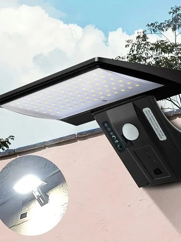 Lumières de sécurité solaires lumières d'inondation solaires extérieures étanches avec capteur de mouvement 4 Modes 90 LED appliques murales