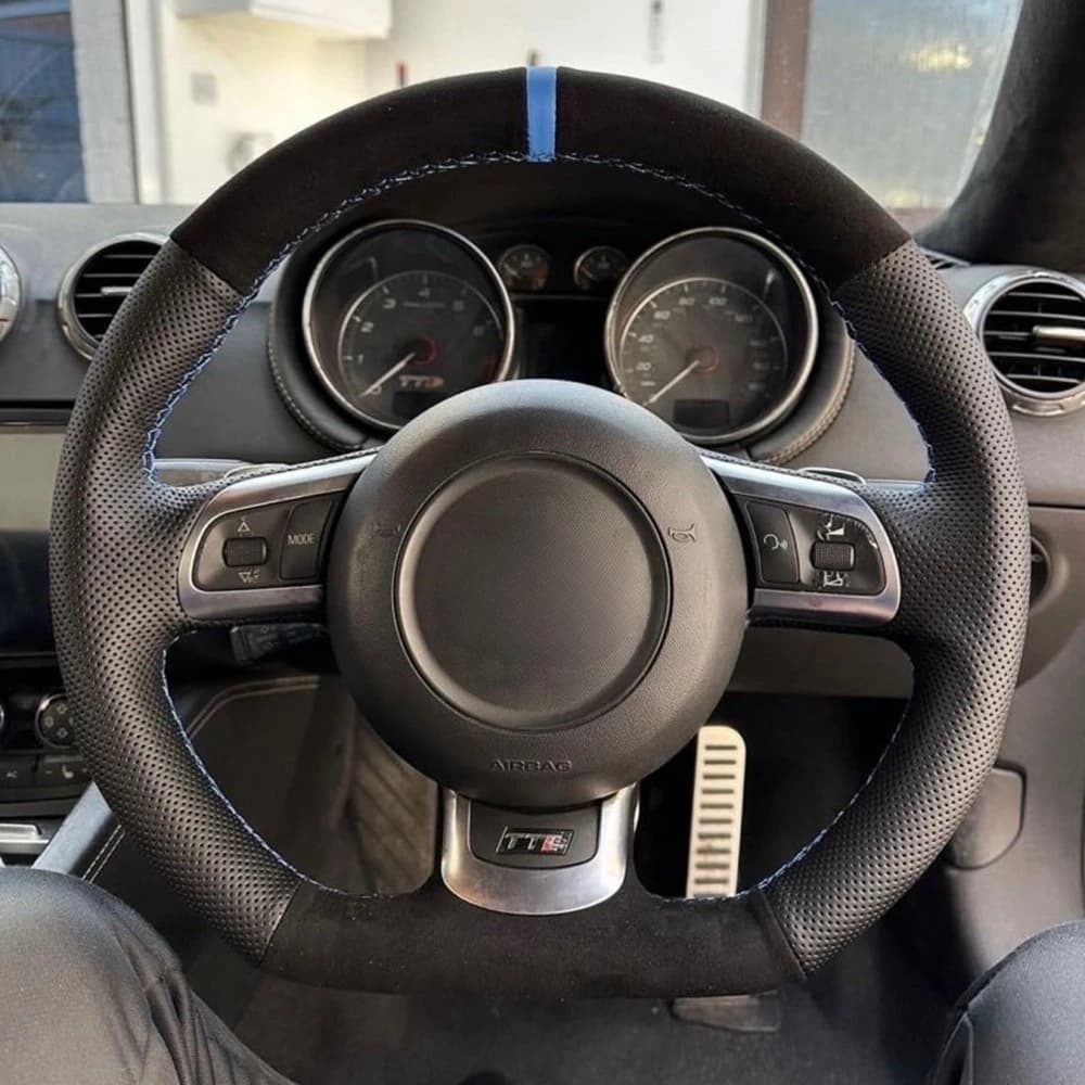 Housse de volant de voiture tressée en daim antidérapant, pour Audi TT TTS (8J) A3 S3 (8P) Sportback 2006 – 2014 R8 (42), accessoires de voiture