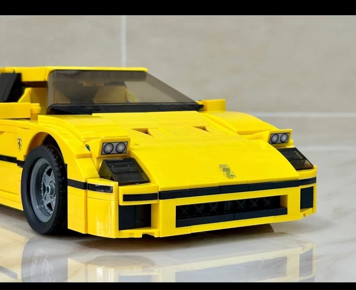 Voiture de sport classique jaune Racing10248 F40 Compatible MOC-49743, 1192 pièces, assemblage d'épissure, bloc de construction, modèle de jouet,