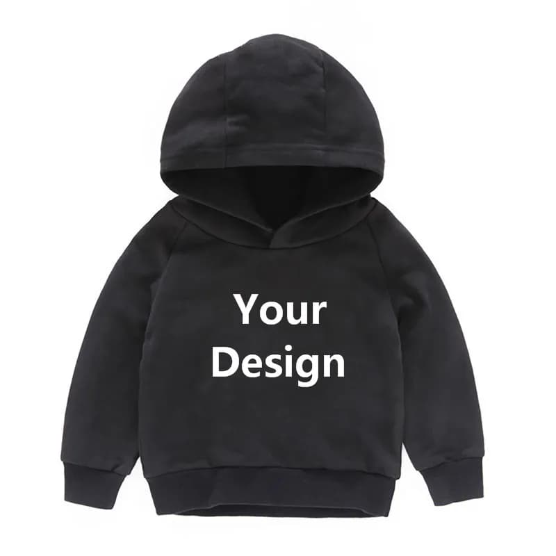 Sweat à Capuche Noir à Personnaliser pour Enfant, Vêtement en Coton Imprimé à Faire Soi-Même, pour Bébé Garçon et Fille, Taille Y, Contactez