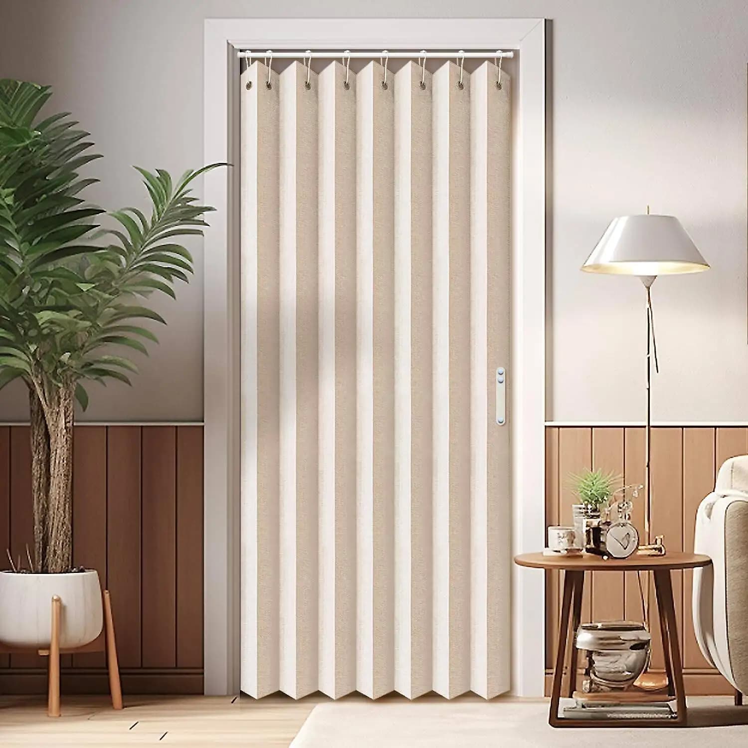 Rideaux de placard, rideaux de porte de style accordéon pour portes, rideau de portes pliantes plissées pour placard et diviseur de pièce