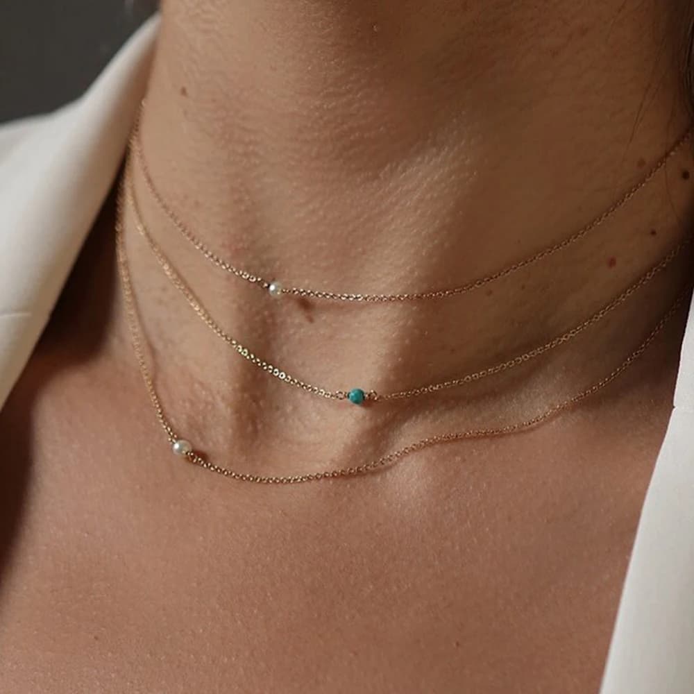 Collier de perles naturelles remplies d'or, ras du cou Turquoise fait à la main, pendentifs en or, Kolye Collares, bijoux Boho