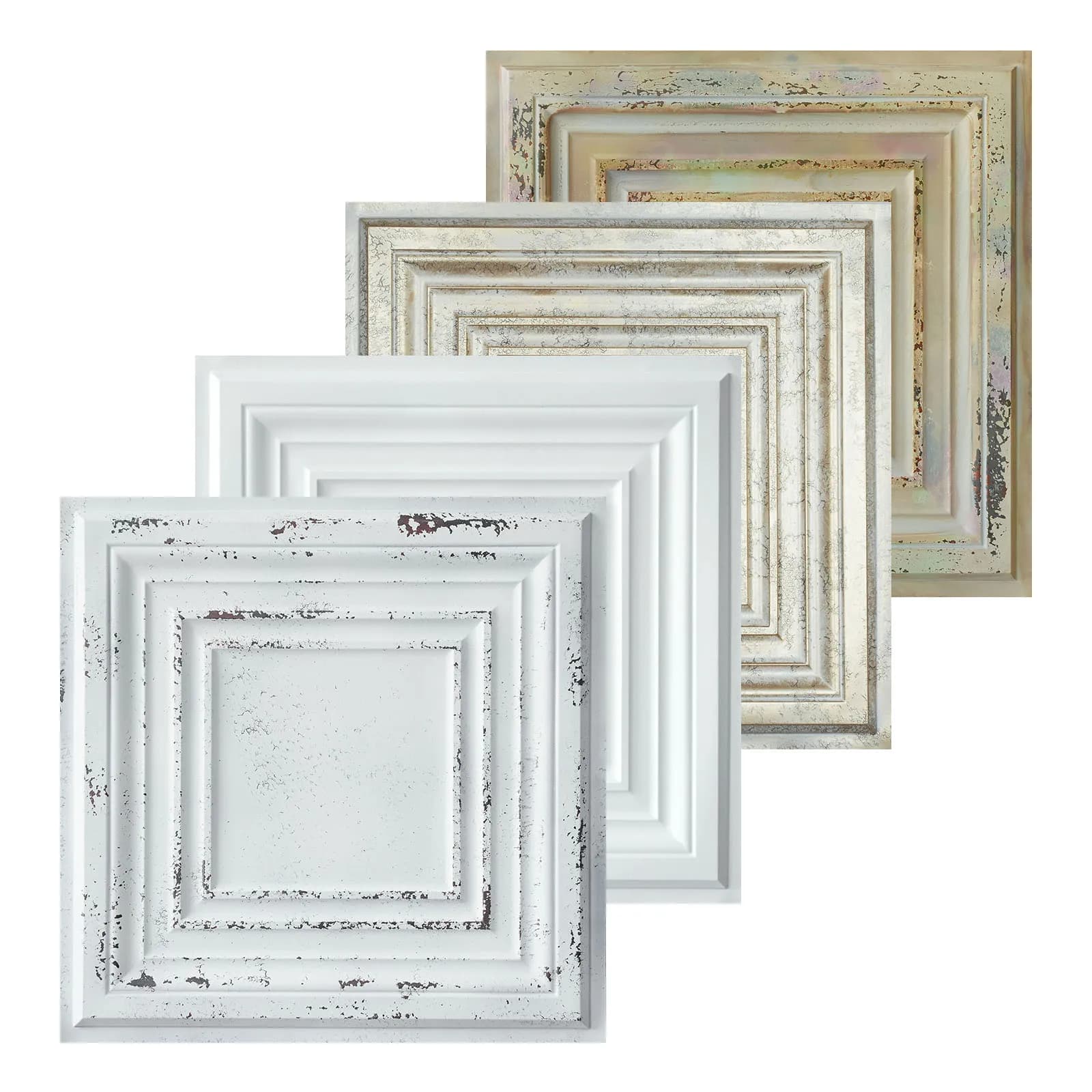 10 pièces de carreaux de plafond en vinyle gaufré 3D modèle PL05, finition peinture, panneau mural décoratif résistant à l'usure pour la