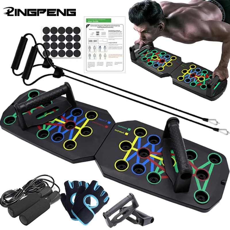 Ensemble de planche de push-up portable, barre multifonctionnelle, équipement de fitness pliable, entraînement de la poitrine, de l'abdomen, des