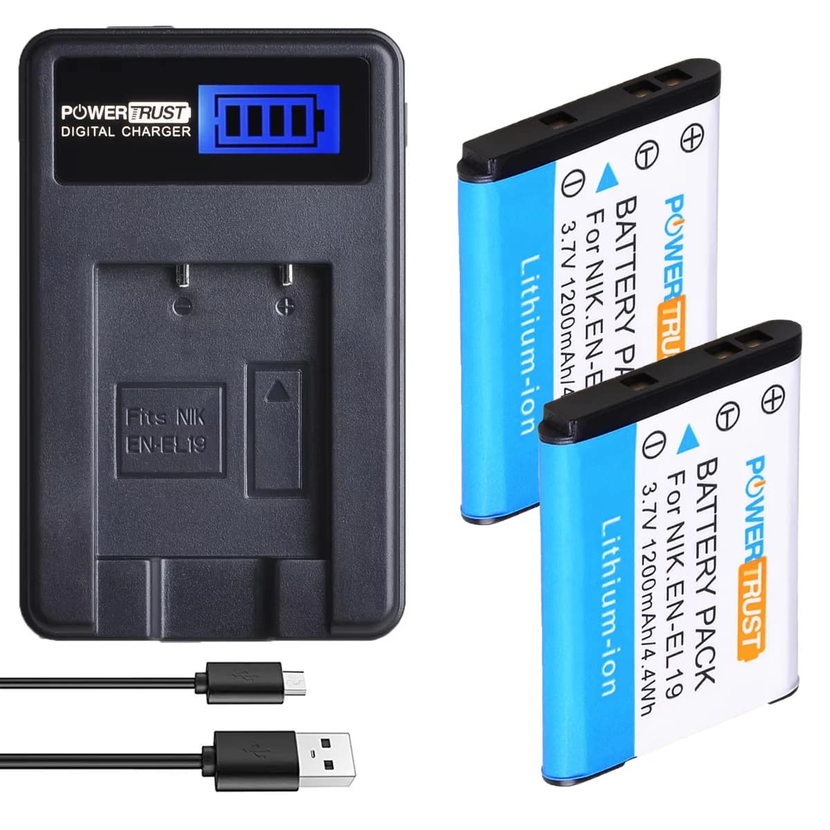 Batterie EN-EL19/Chargeur USB LCD pour Nikon Coolpix A100 S100 S3300 S3500 S4100 S4300 S5200 S6400 S6900 S7000 DSC-RX0 NP-BJ1 Sony