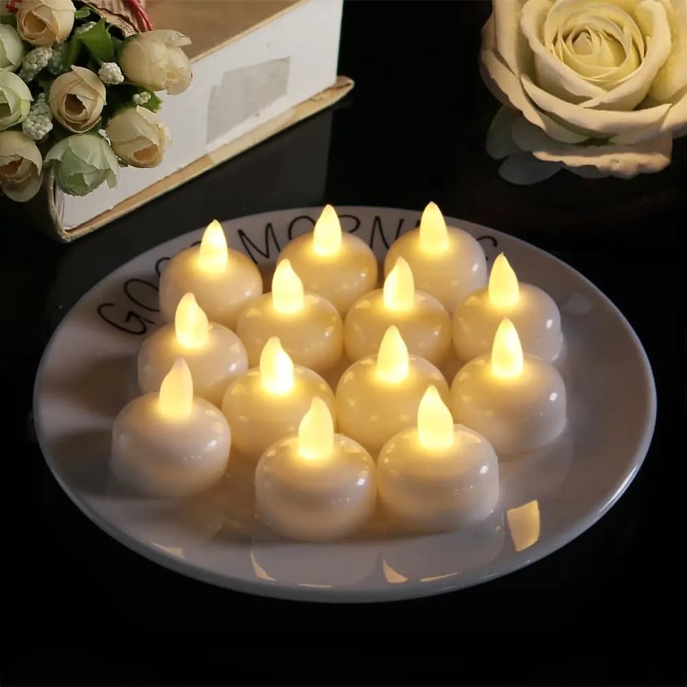 Bougies flottantes électroniques LED, 12 pièces, alimentées par batterie, photophore à flotteur sur l'eau, pour décoration de fête de mariage et
