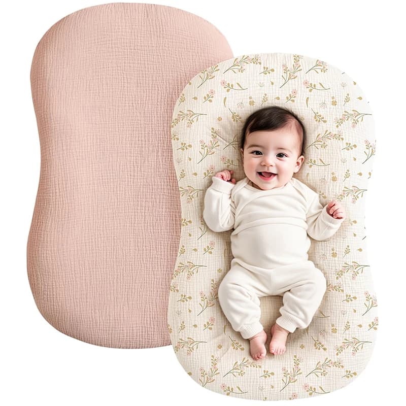 Housse de chaise longue en mousseline de coton pour bébé, 2 pièces, housse de nid pour nouveau-né, douce et respirante, pour nourrissons filles et