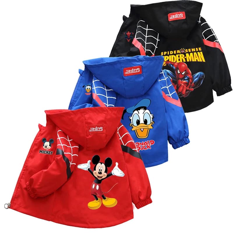 Veste à capuche Mickey pour enfants de 1 à 10 ans, coupe-vent d'automne pour garçons, sweat à capuche avec fermeture éclair, cadeau