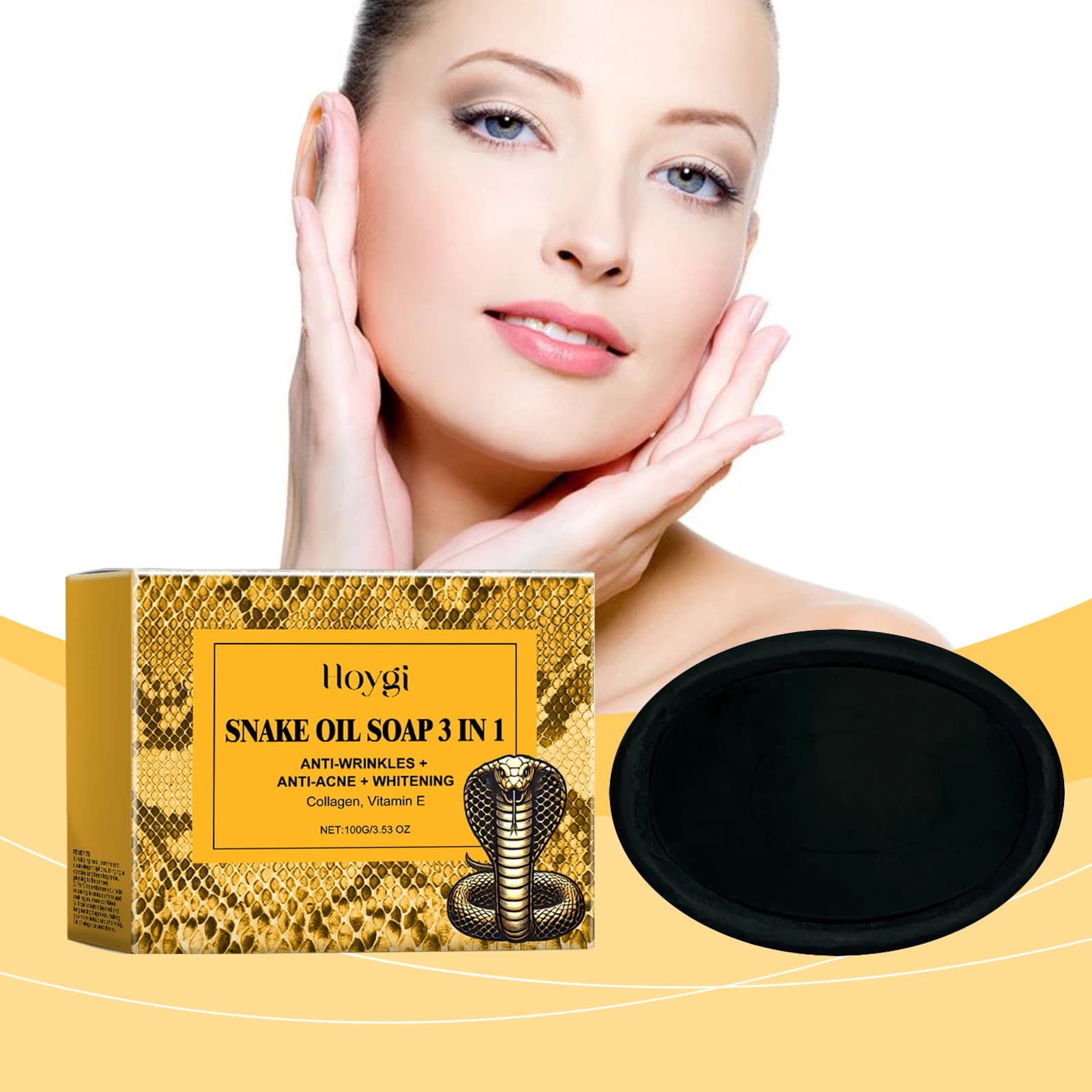 Savon nettoyant à l'huile de serpent – Nettoyage doux pour le visage, feuilles de peau tendre et lisse, savon nettoyant rafraîchissant et
