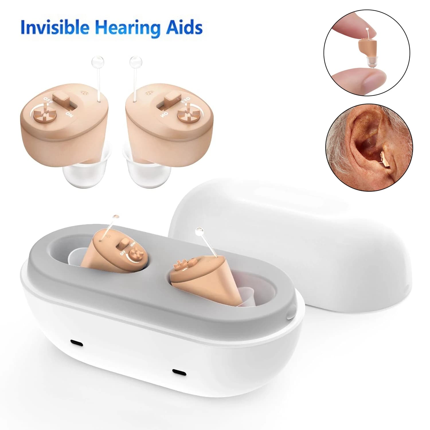 Appareil auditif pour personnes âgées, Rechargeable, surdité, dispositif d'écoute, Mini amplificateur de son sans fil, aides auditives invisibles,