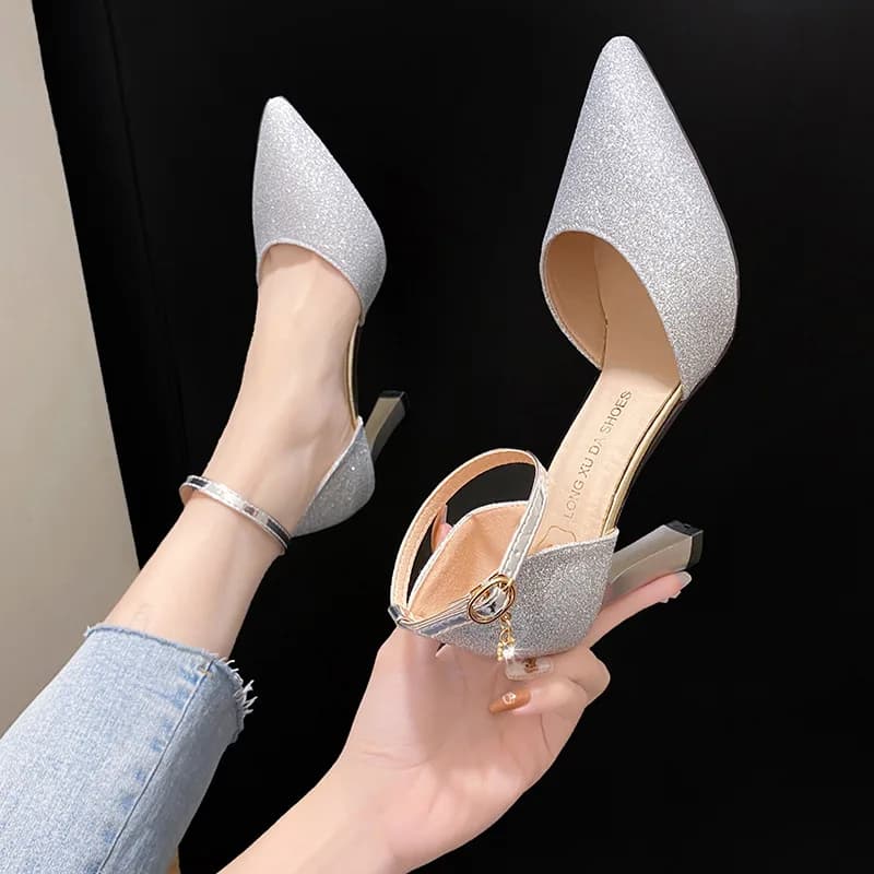 Chaussures à talons hauts pour femmes, optique, nickel é, vent, pointu, Parker, été, nouveau, tout match, fille, sangle, sandales pour femmes,