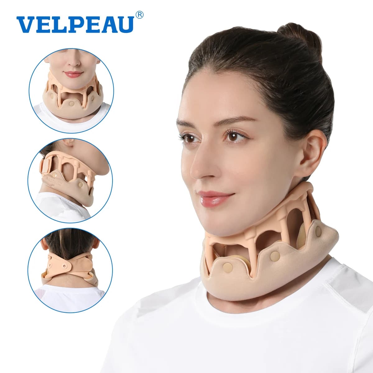 VELPEAU Orthèse cervicale en silicone pour la pression de la colonne vertébrale, le cou rigide et le soulagement de la douleur, collier cervical