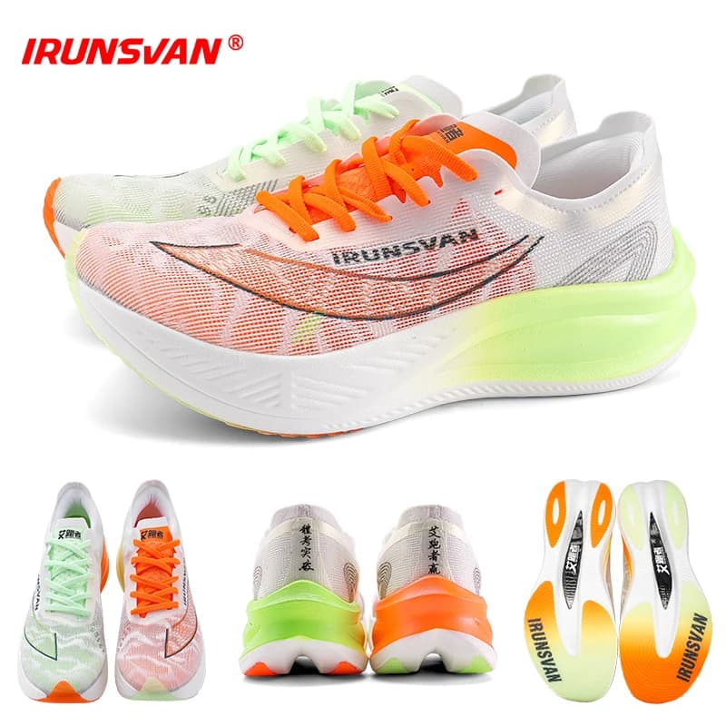 IRUNSVAN-Chaussures de course légères pour hommes, chaussures de sport respirantes, plaque de carbone Marathon, rencontre, décontracté,