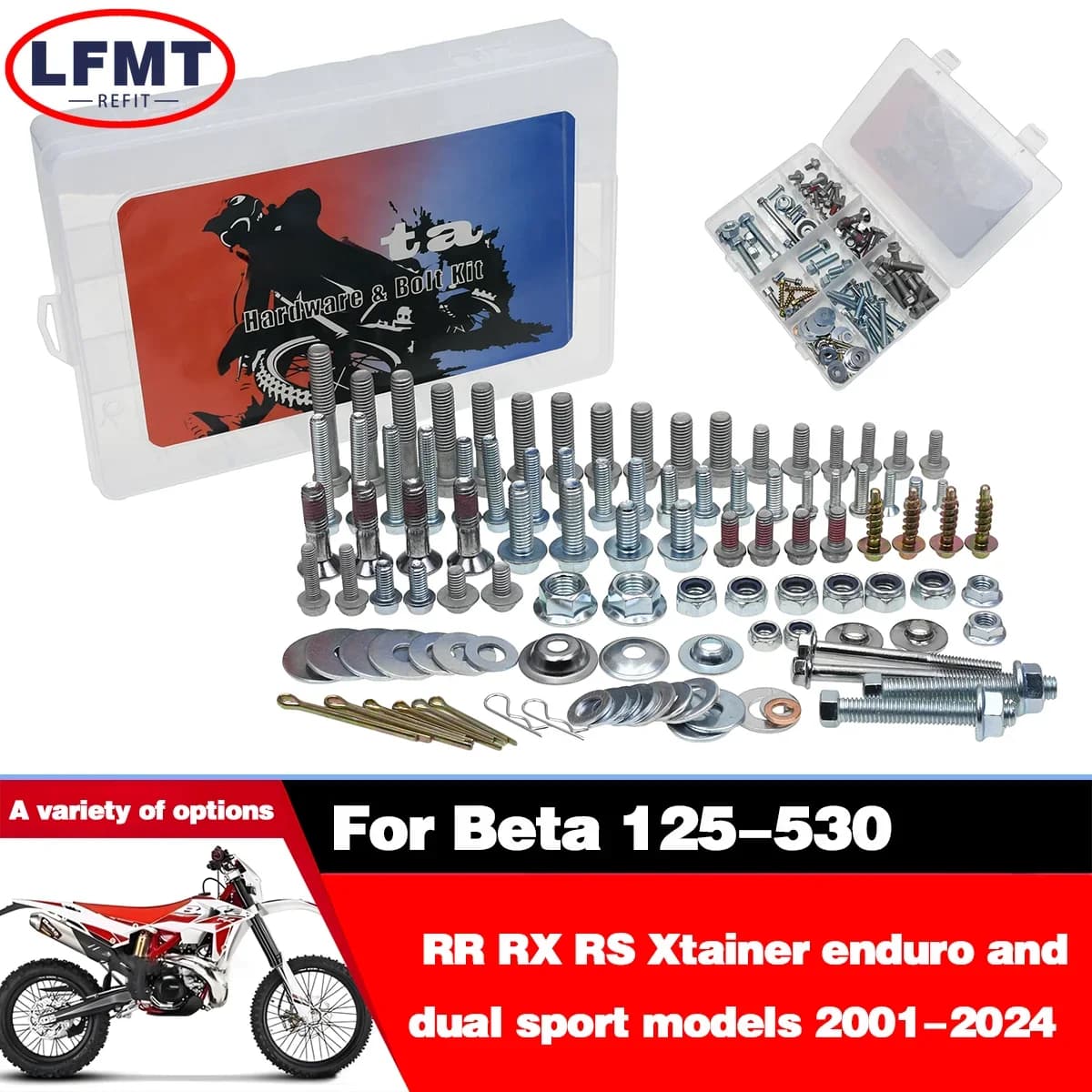 Kit de boulons à vis de réparation d'urgence pour Beta 125 200 250 300 350 450 500 530 RR RX RS Xtainer enduro et double sport modèles 2001-2025