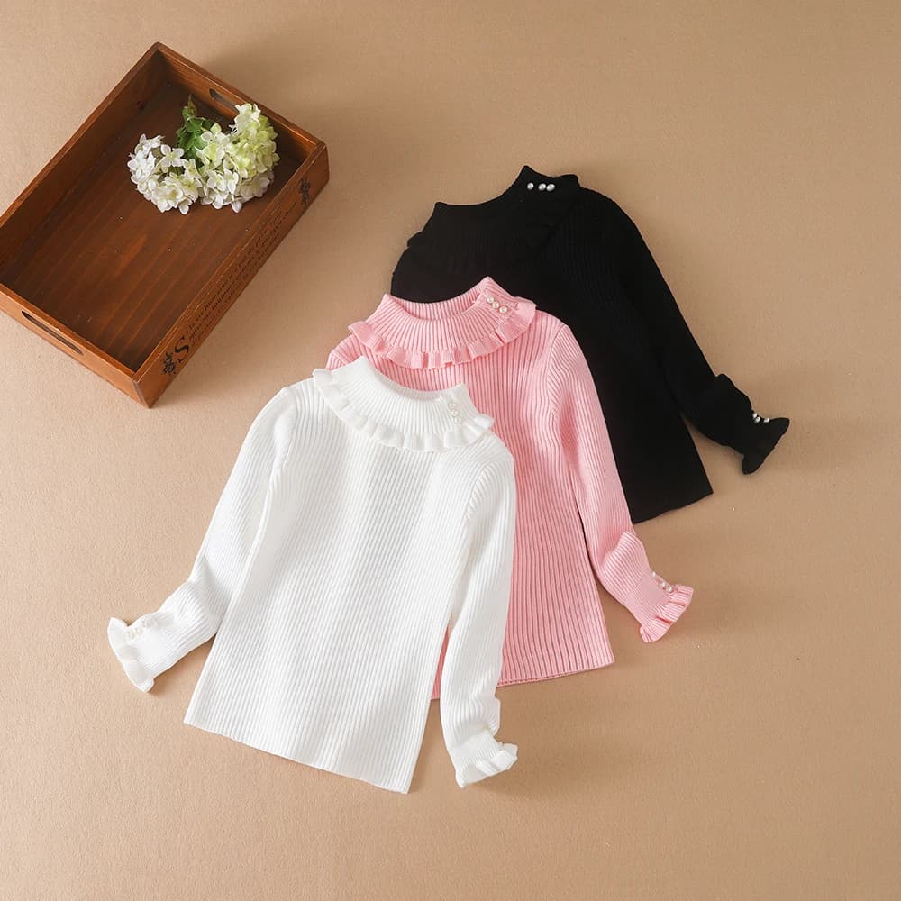 Filles pull 2025 nouveau hiver enfants vêtements enfants hauts tricots chauds enfants pull bébé filles col roulé chandails