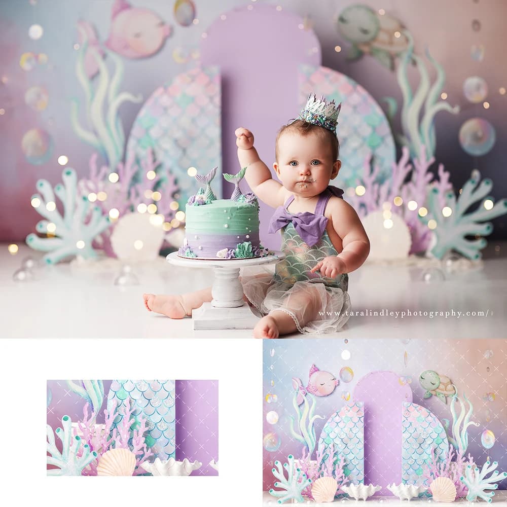 Arrière-plan de sirène Pastel pour enfants et bébés, accessoires de séance photo, décors de photographie pour enfants et adultes, arrière-plan