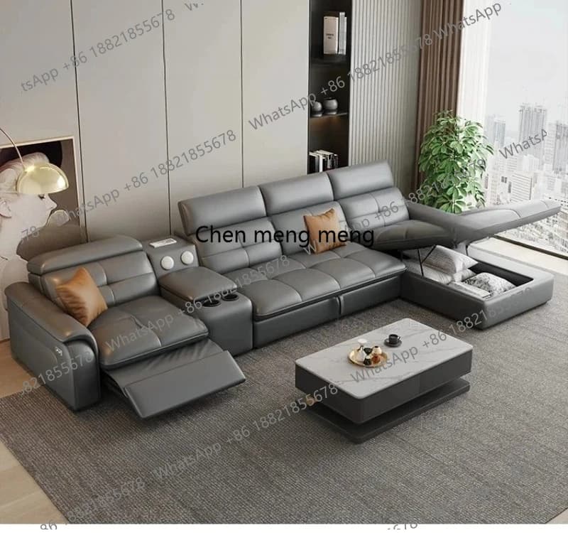 Canapé électrique inclinable surdimensionné en cuir véritable, canapé d'angle design italien, canapé moderne de luxe, divan-lit, meubles de
