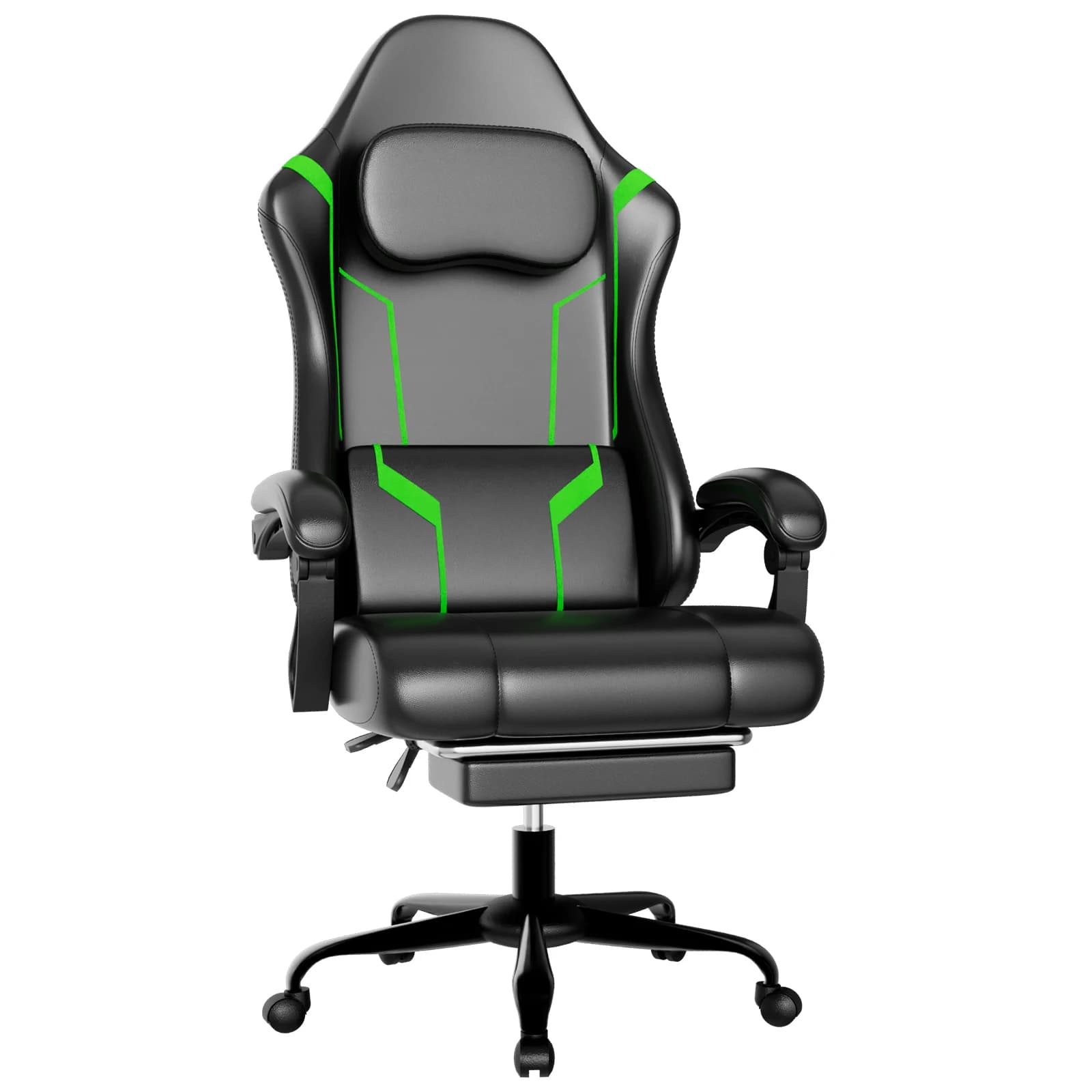 Chaise de jeu ergonomique, chaise de jeu électronique avec coussin à ressort de poche et repose-pieds, chaise d'ordinateur réglable en hauteur