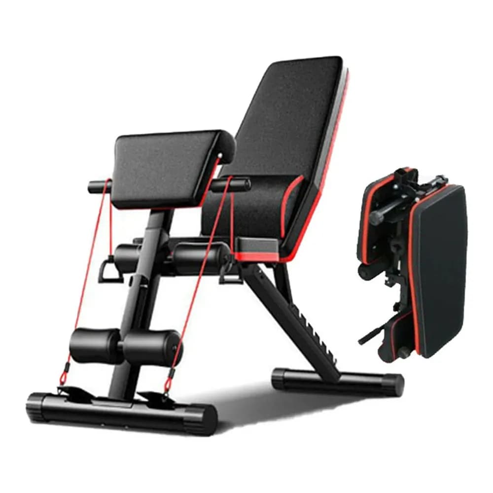 Banc de musculation pliable 6 en 1 multifonctionnel pour entraînement complet, machine de fitness pour la salle de sport et la maison