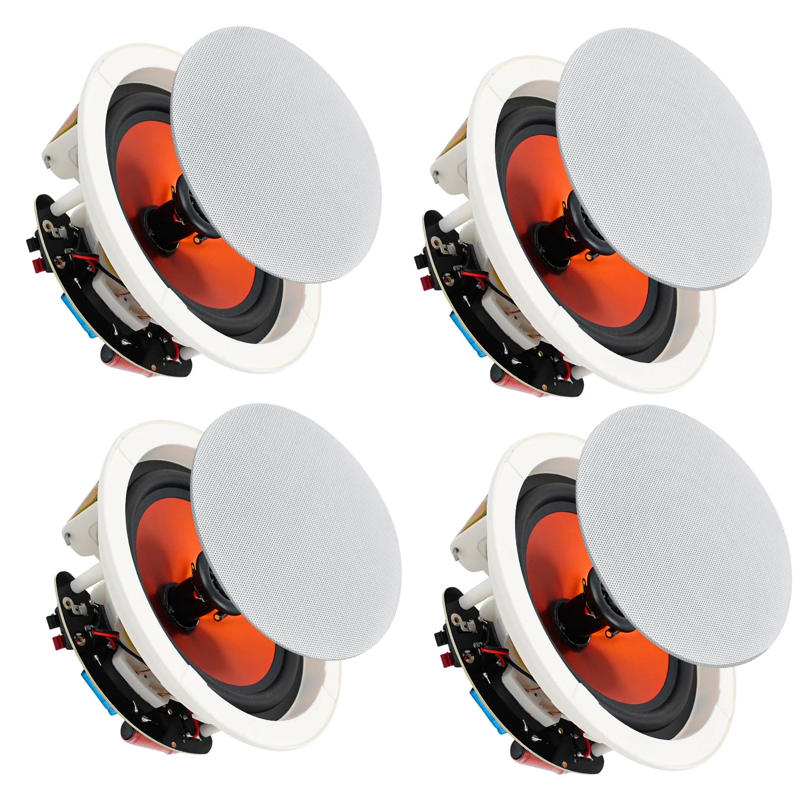 STUDIOFINIX Enceintes de plafond 6,5 pouces 4 pièces 600W à encastrer, pour Home Cinéma, Salon, Bureau, Salle d'étude, Sous-sol, Terrasse couverte