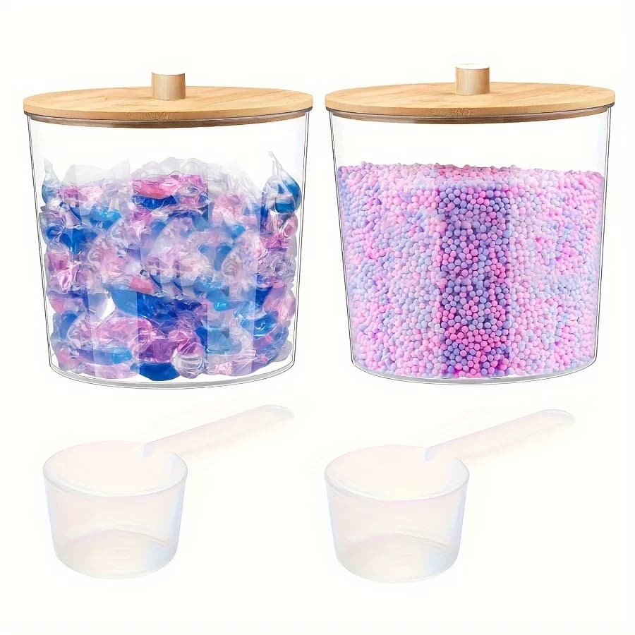 Pots d'organisation et de rangement pour buanderie, boîte de rangement en acrylique de grande capacité, dosettes de détergent à lessive, conteneur