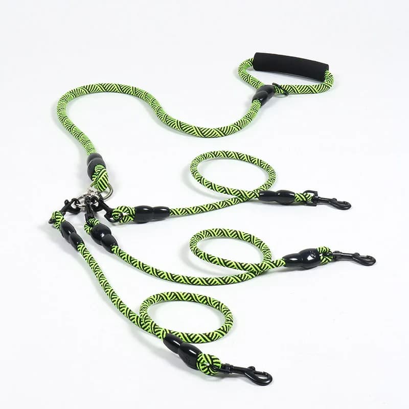 Tissage en Nylon trois têtes une glisser trois laisse pour chien corde ronde ceinture de Traction pour animaux de compagnie chaîne pour chien forte