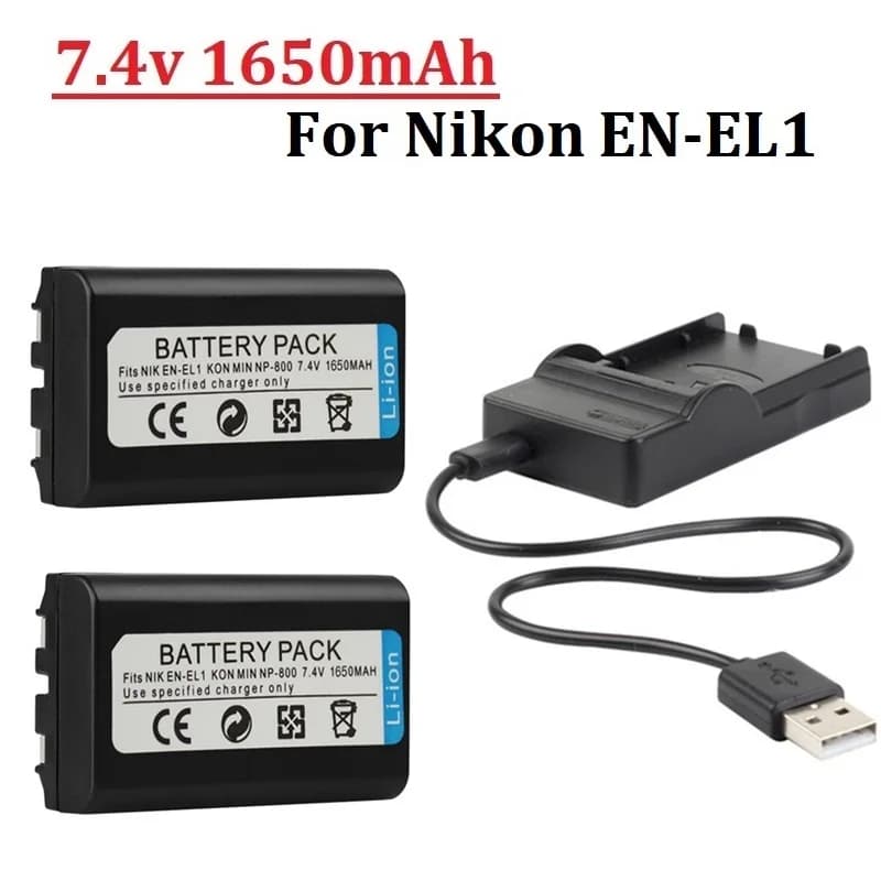 Batterie 1650mAh EN-EL1 ENEL1 EN EL1 batterie et chargeur pour Nikon CoolPix 4300 5400 8700 500 775 880 885 990 995 Bateria