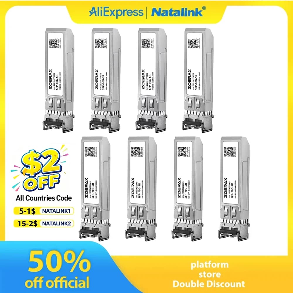 Natalink 10G SFP + SR Ethernet émetteur-récepteur LC 850nm Module optique duplex multimode Cisco, Ubiquiti, Netgear, Fortinet, Mikrotik
