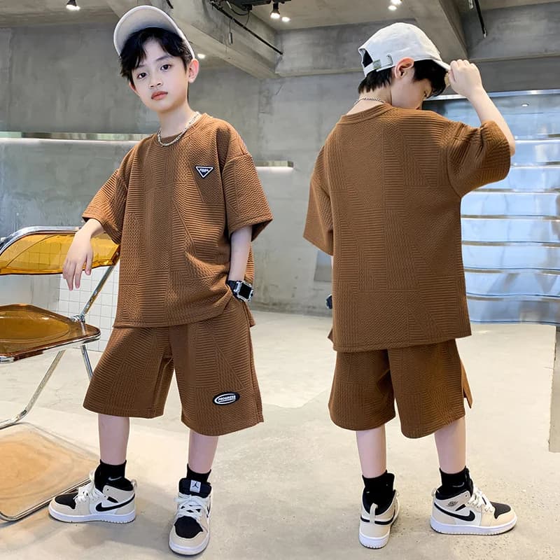 Ensemble d'été pour garçons, tenue décontractée pour adolescents, vêtements tendance pour enfants, olympiques pour enfants, manches courtes,