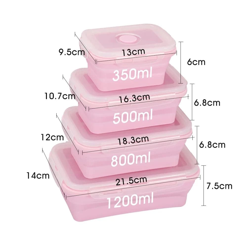 Conteneurs de stockage des aliments pliables avec couvercles et évent, 11.8 oz, ensemble de conteneurs de préparation des repas pliables en Silicone