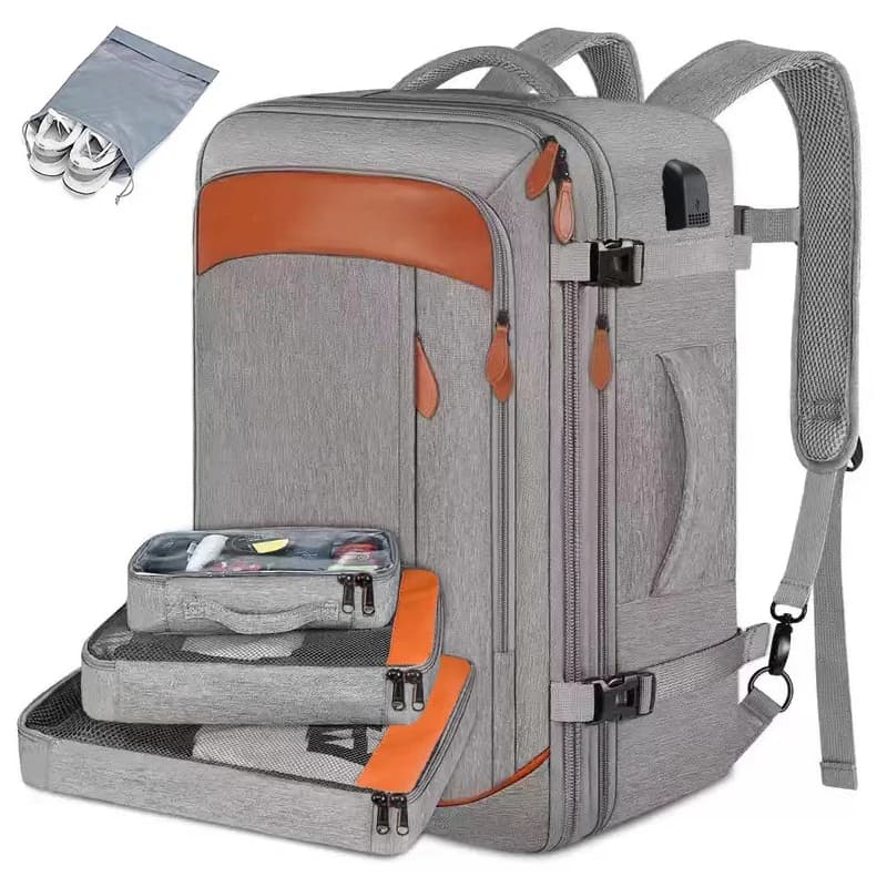 Grande valise extensible de voyage de grande capacité sacs à dos avec 4 Cubes d'emballage sac à dos de bagage résistant à l'eau Mochila