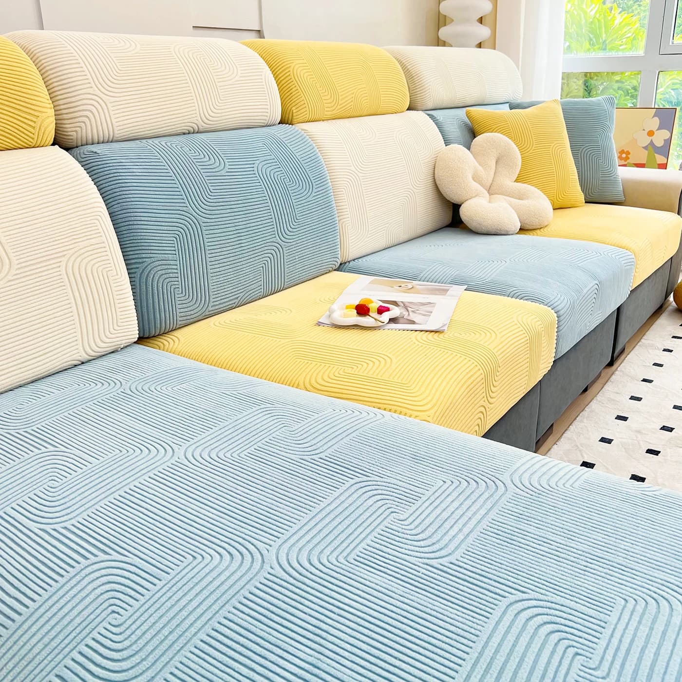Housse de coussin de siège de canapé pour salon, Jacquard épais, extensible, amovible, lavable, protection de meubles pour animaux de compagnie et