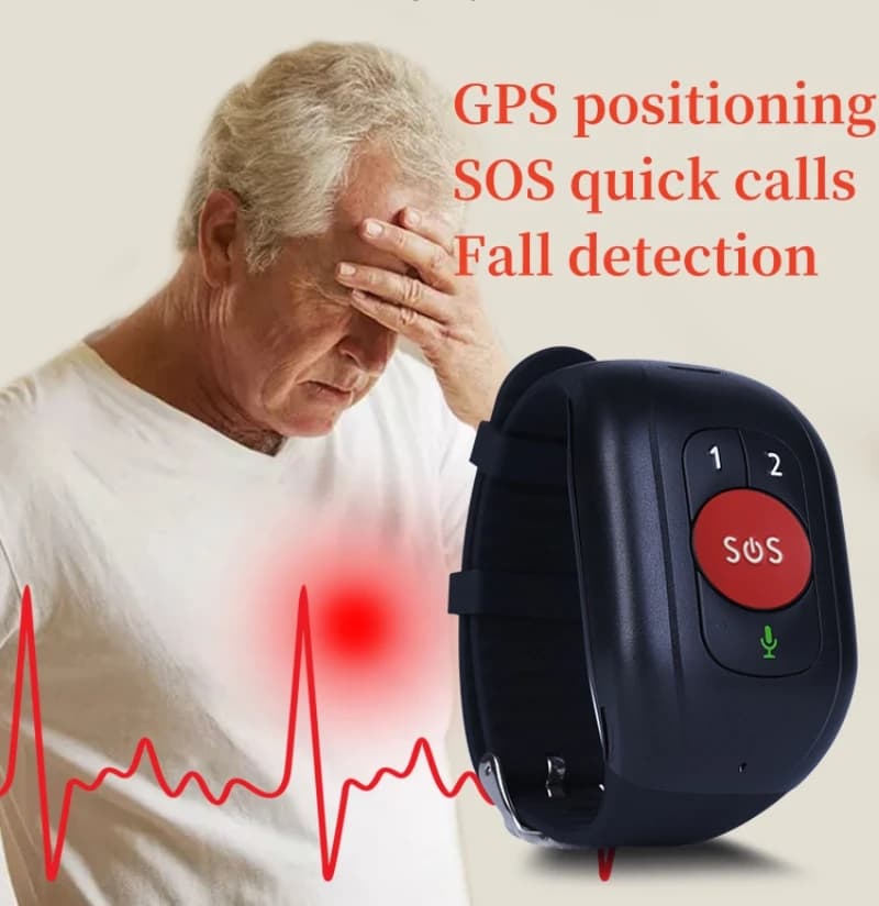 ElmainWatch-Alarme de détection de chute pour personnes âgées, positionnement GPS, SOS, téléphone, appel Sim, sonnerie, notification de