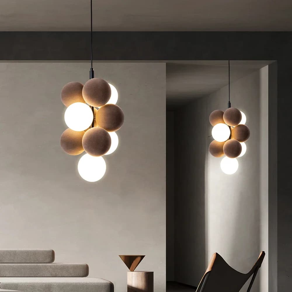 Art post-moderne LED lustre bulles sur la Table lampe de chevet lampes suspendues modernes tissus PVC luminaire suspendu