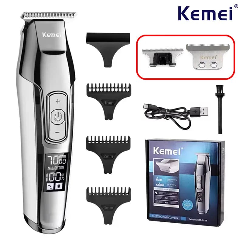 Kemei KM-5027 tondeuse à cheveux électrique originale tondeuse à cheveux Rechargeable affichage LCD coiffeur Machine de découpe professionnelle