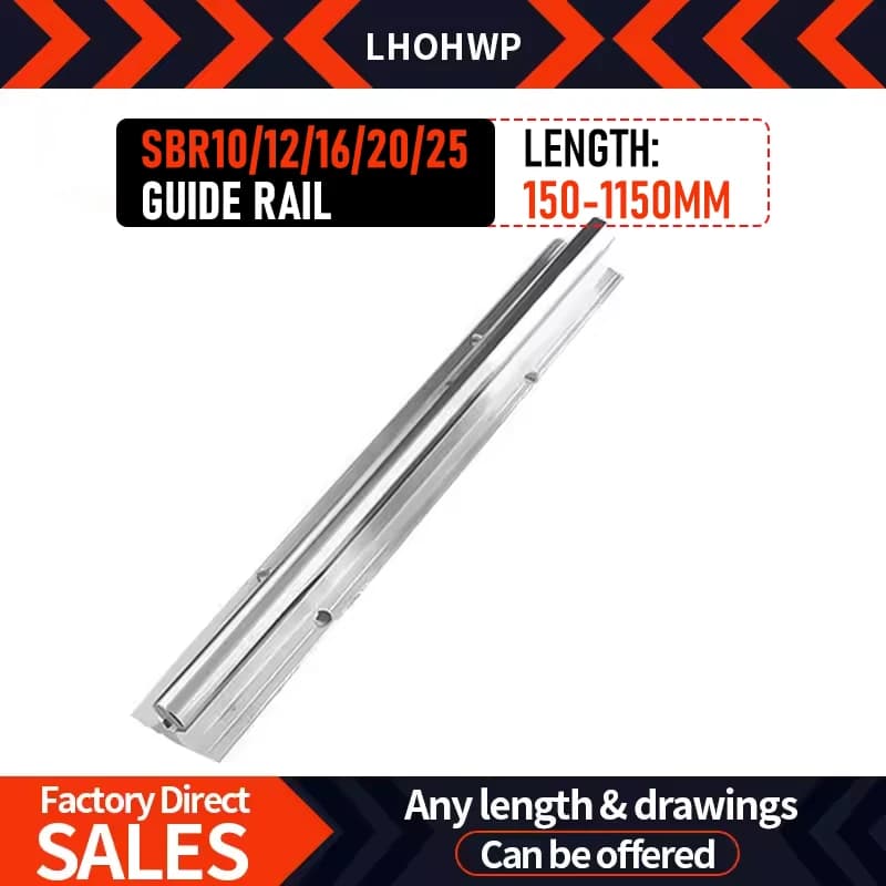 Rail de guidage linéaire 1/2 pièces SBR10 SBR12 SBR16 SBR20 SBR25 150-1150mm, tige de rail linéaire entièrement supportée pour pièces CNC